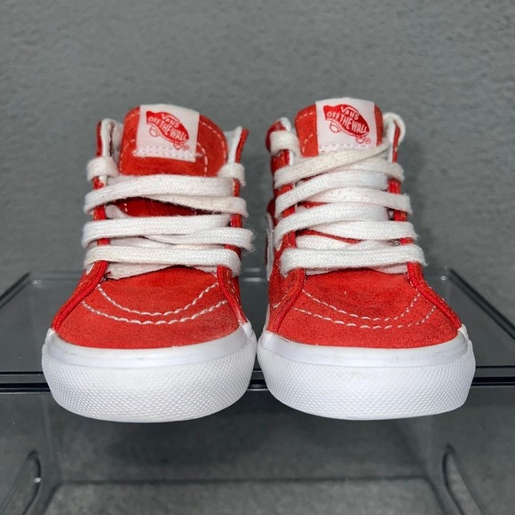 Vans Sk8-Hi Sneakers Toddler Size 7 Racing Red True White High Top Lace Up Shoes - Picture 3 of 7